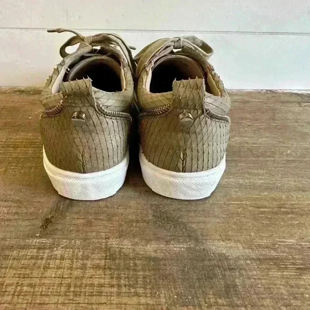 Botkier New York Taupe Harvey Snakeskin Effect Leather Sneakers Size 6